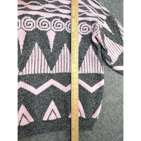 VTG 80s Adele Knit Sweater Retro Geometric Artsy Abstract Pink Gray Made In USA - Picture 4 of 8
